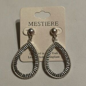 NWT’s Mestiere Earrings- teardrop beaded dangle sliver earrings on posts